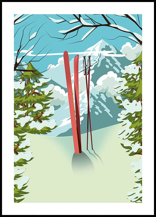 Berggipfel-Ski-Poster