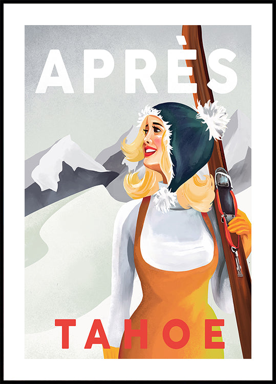 Apres Ski Lake Tahoe Vintage Pin Up Kunstposter