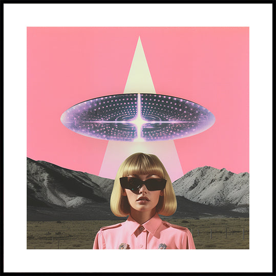 Eine Frau steht unter einem UFO (NEU)
