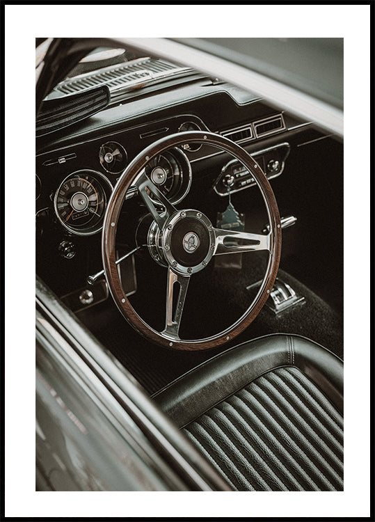 Vintage Car Steering Wheel Plakat - Posterbox.dk
