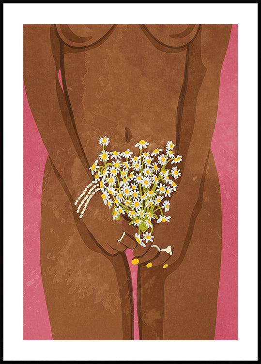 Poster mit Blumen tragen
