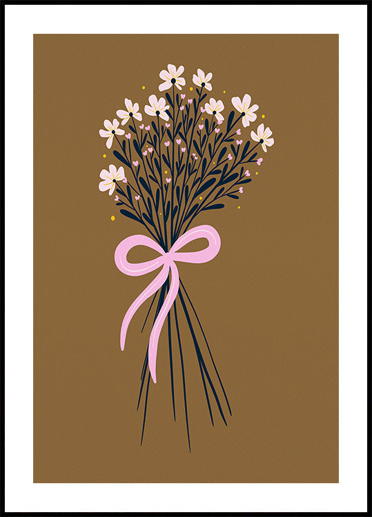 Blumenstrauß mit Schleife – gebranntes Orange und Rosa