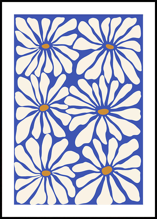 Sonniges florales blaues Poster