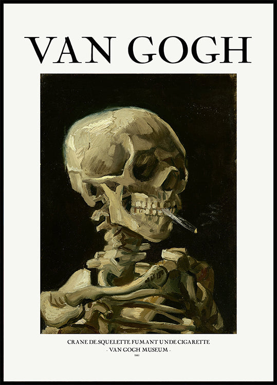Kopf eines Skeletts mit brennender Zigarette Poster