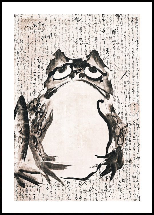 Japanischer Frosch (spätes 18. 19. Jahrhundert), Vintage-Poster mit Tinte und Farbe auf Papier