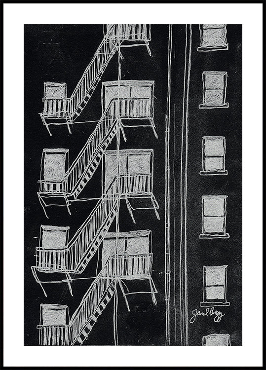 Fire Escape Negative Image Plakat
