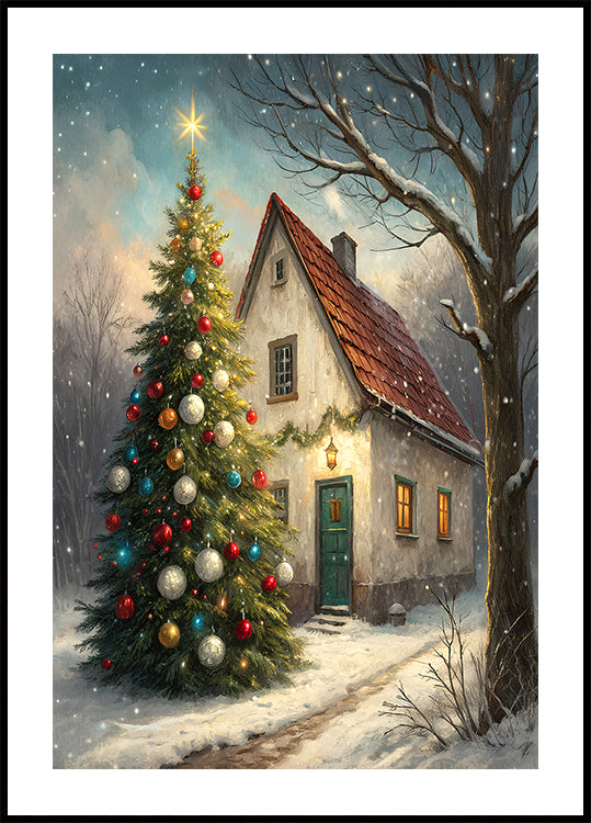 Gemütliches Weihnachts-Cottage-Poster