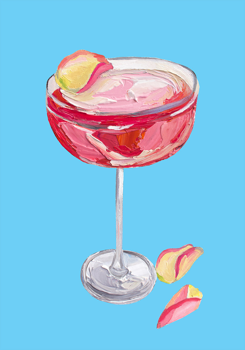 Poster mit funkelndem Rosen-Gin-Cocktail