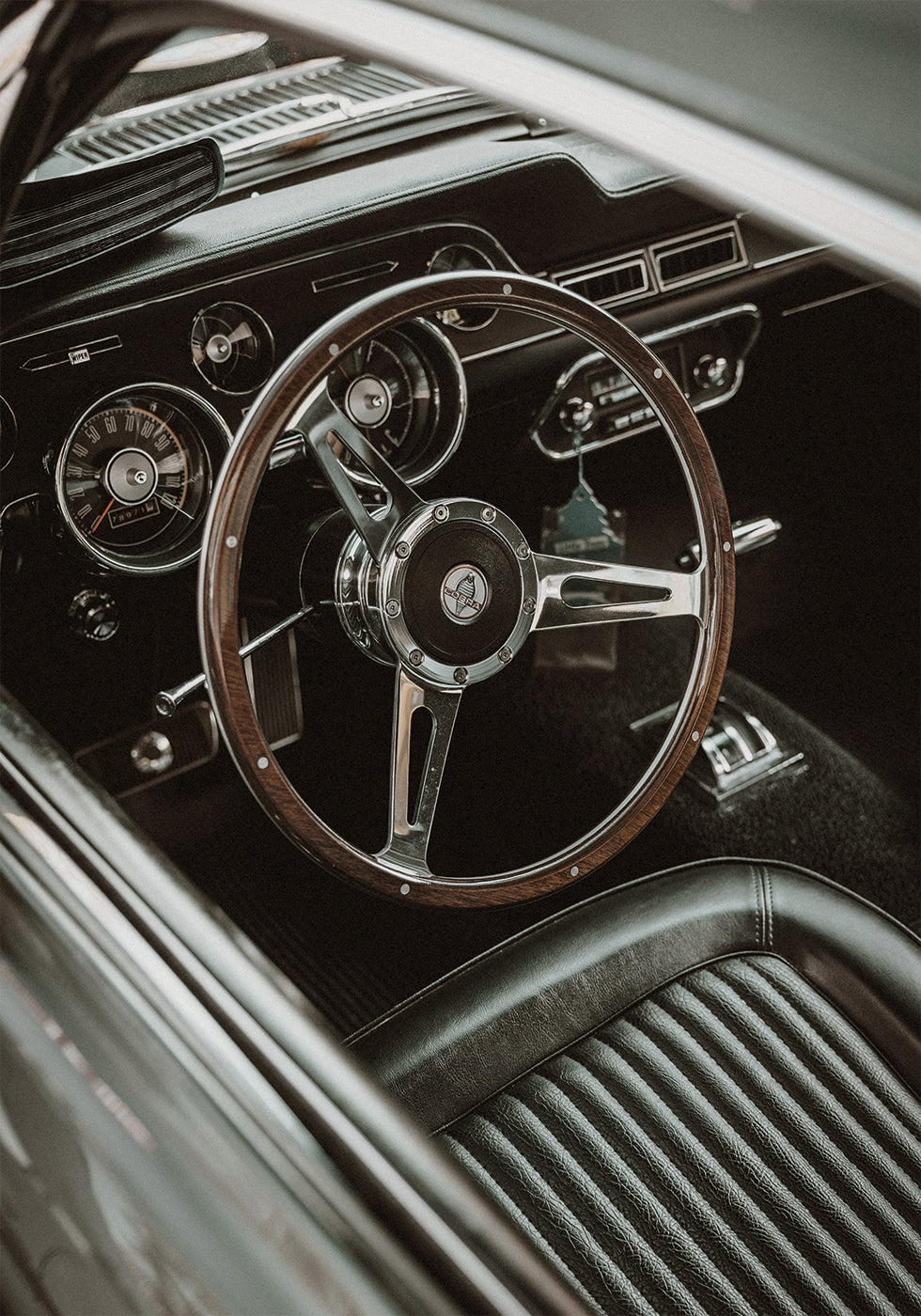 Vintage Car Steering Wheel Plakat - Posterbox.dk