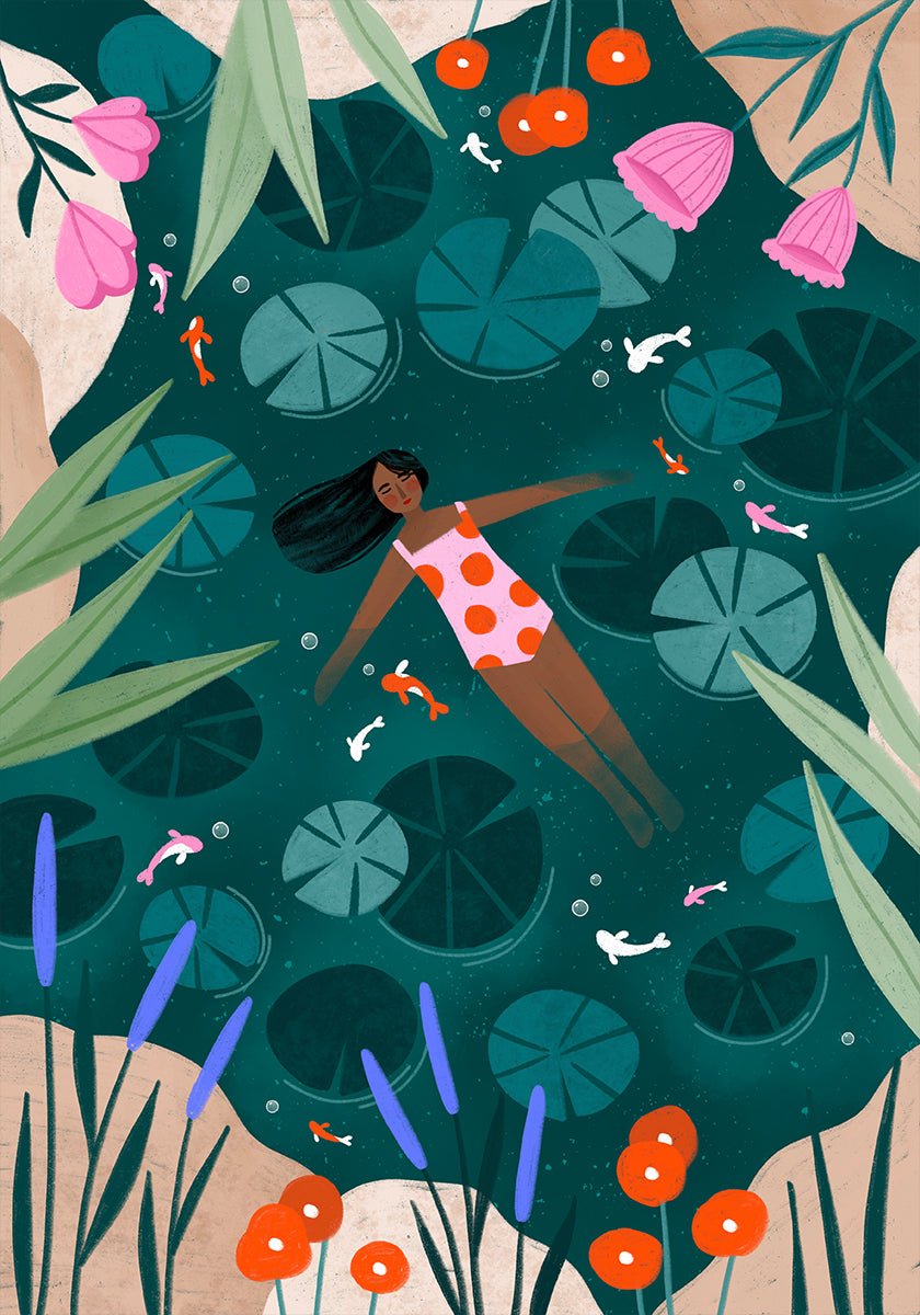 Wildes Schwimmplakat