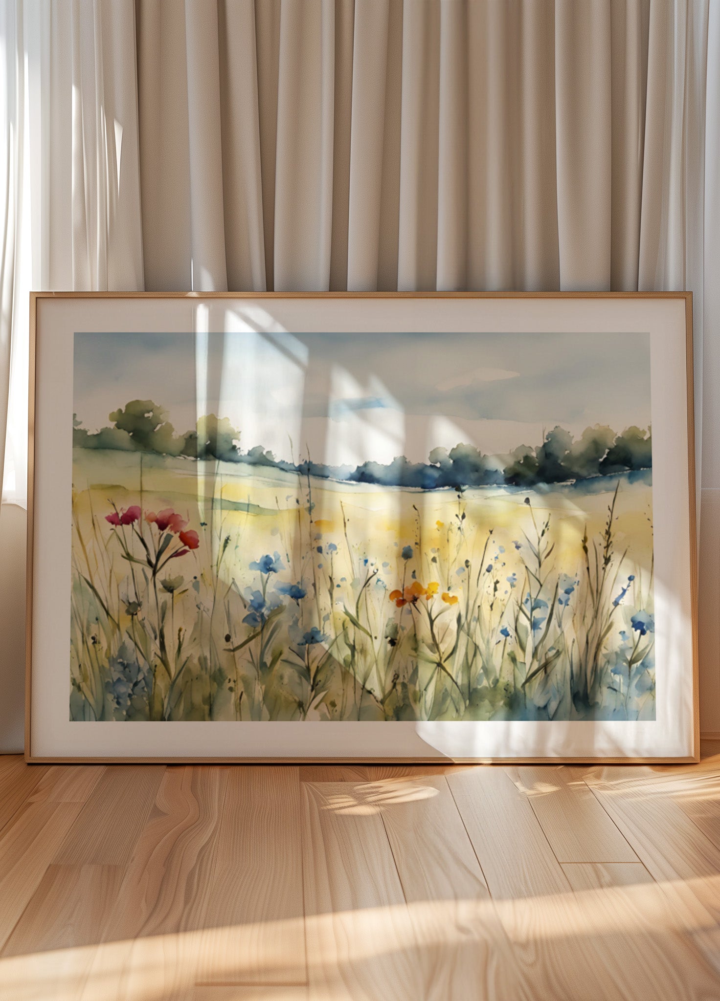 Wildblumenfeld-Aquarell
