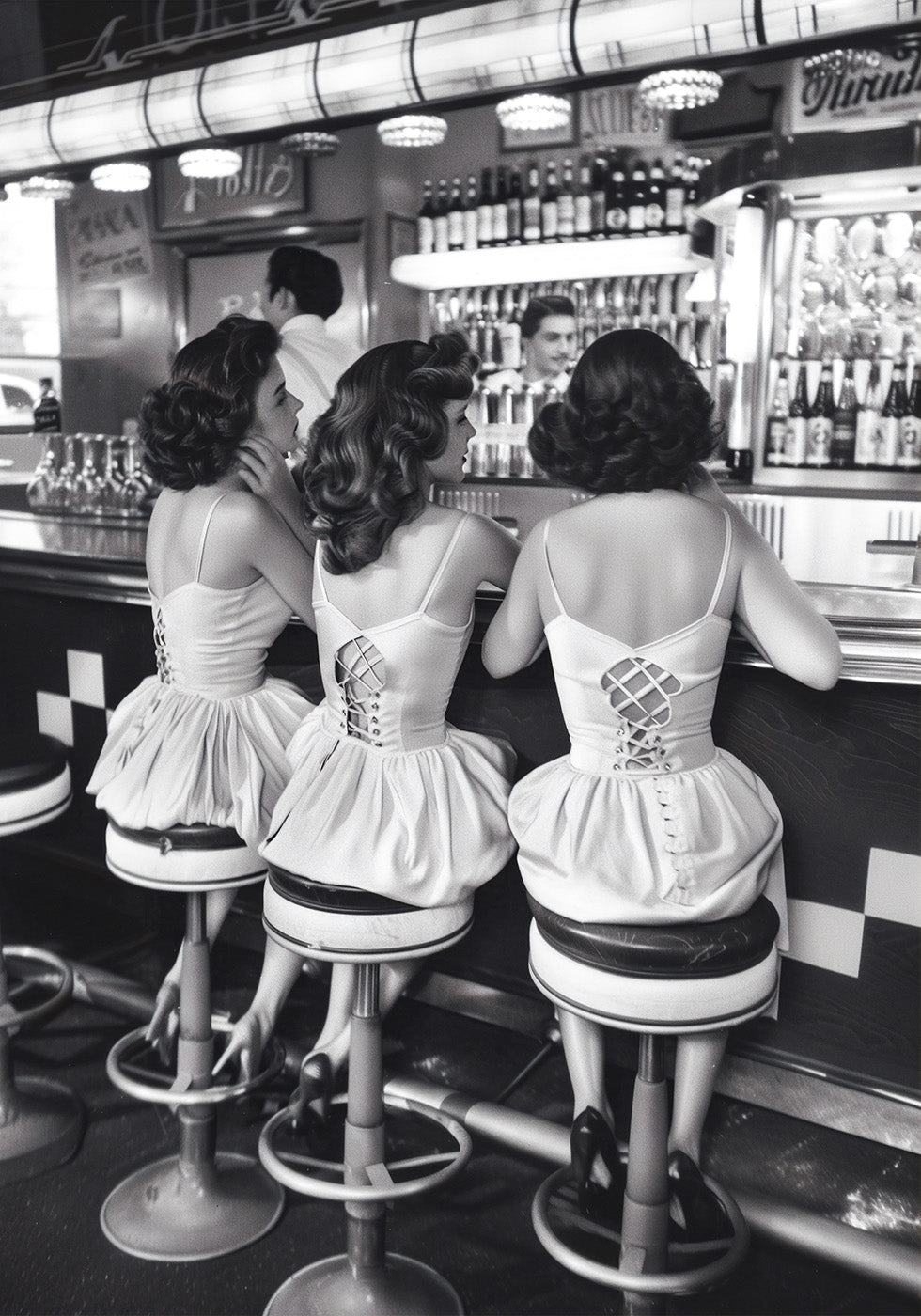Women Drinking At Bar Wall Art Plakat - Posterbox.dk