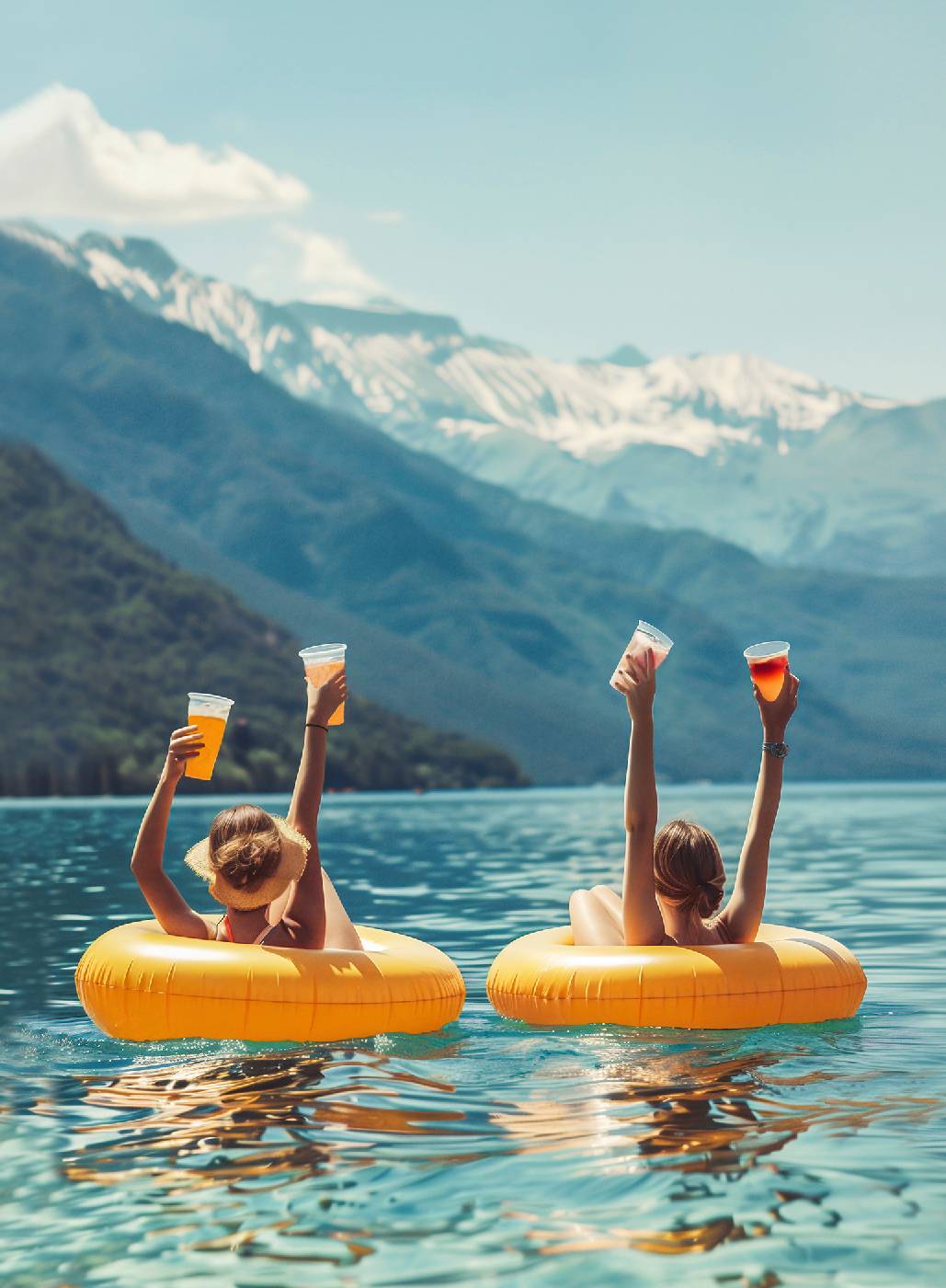 Women Drinnking On Water Lake Plakat - Posterbox.dk
