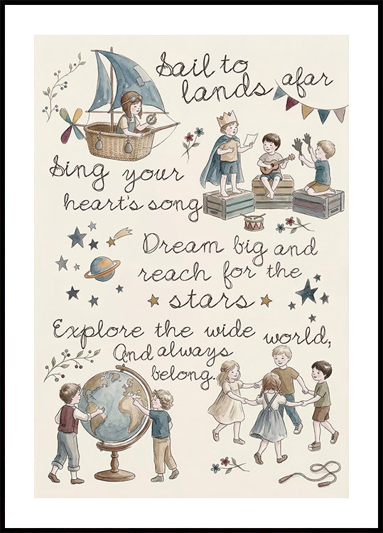 Dream Big Kids Illustration Poster - Posterbox