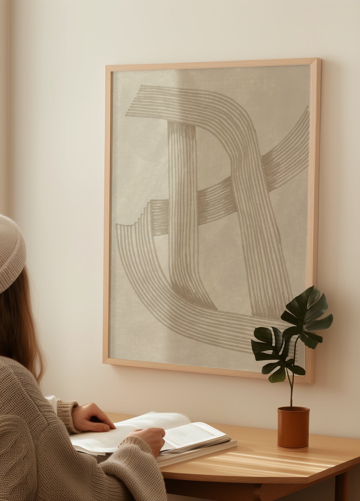 Gewebte beige Linien