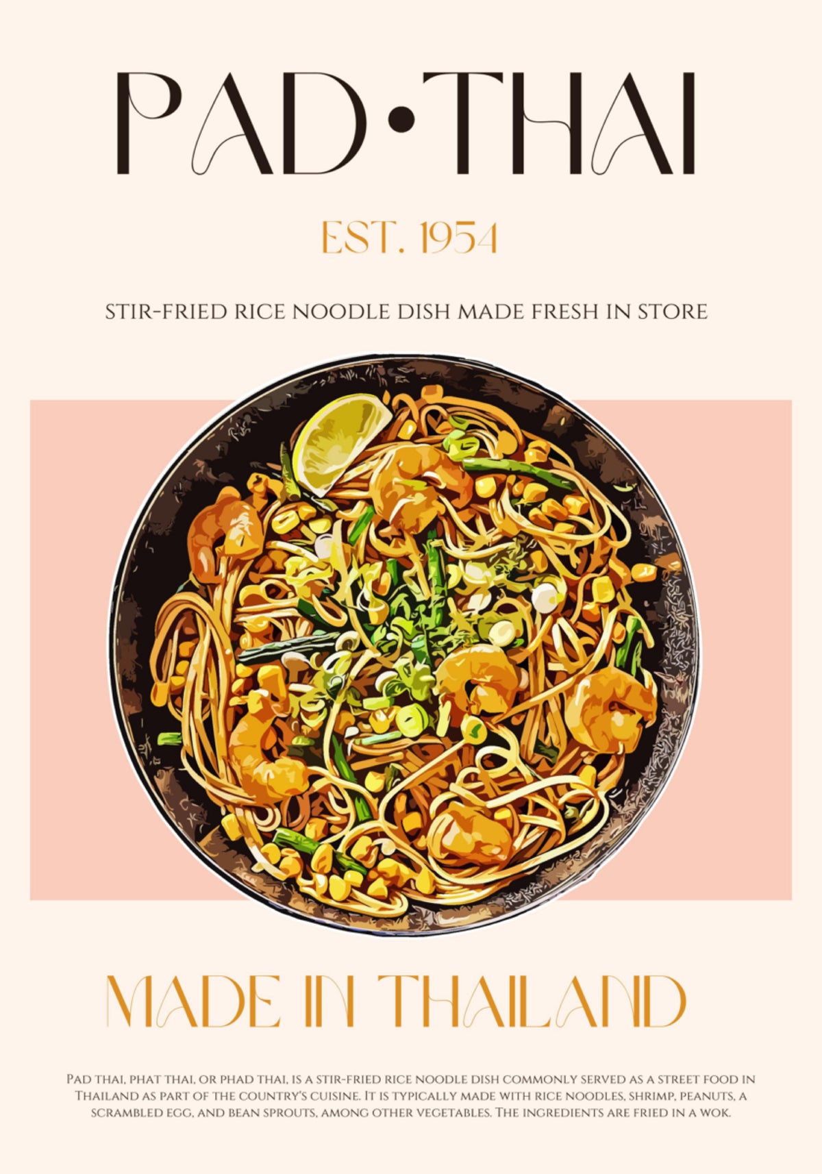 Klassische Pad-Thai-Nudeln