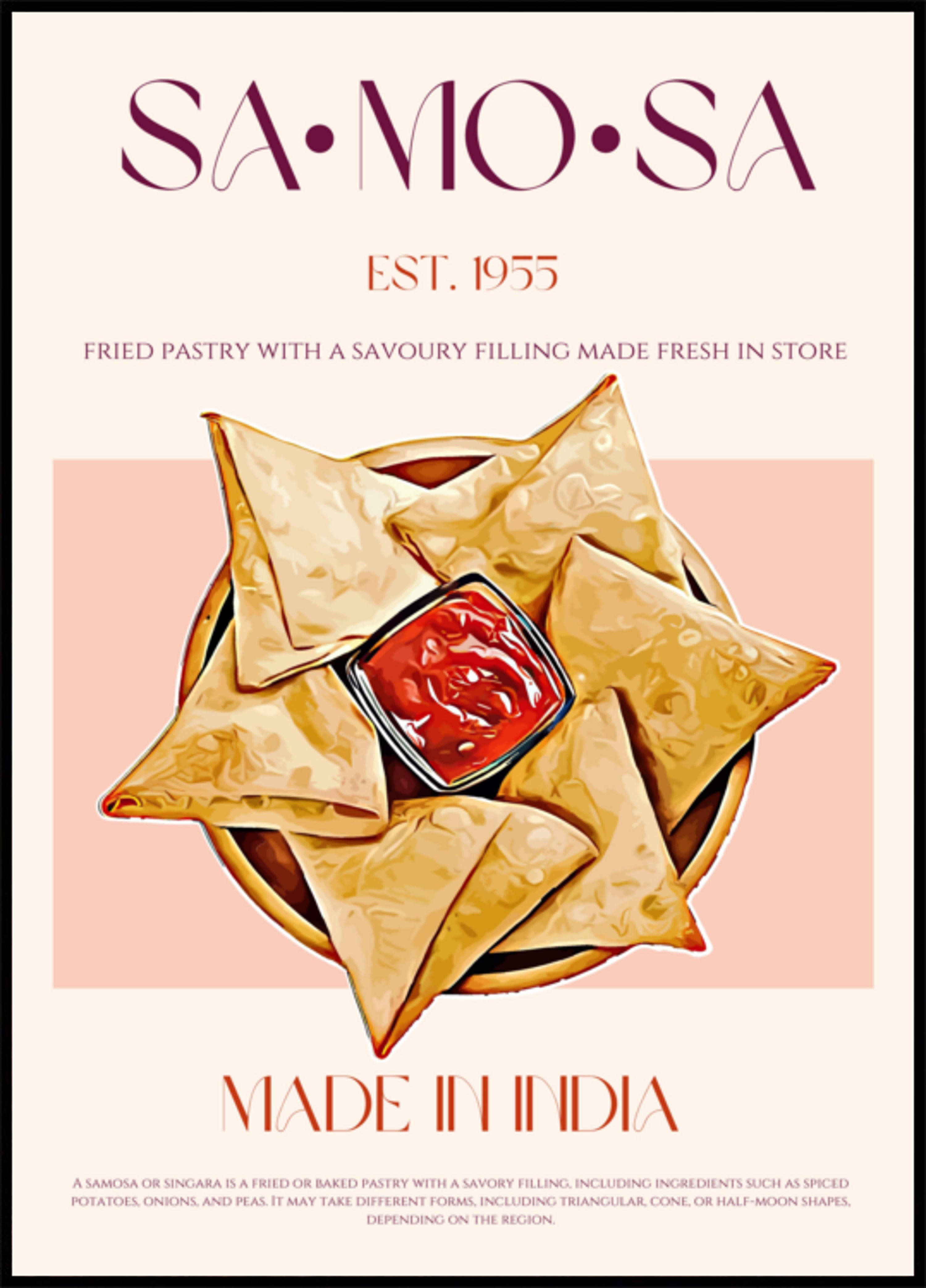 Goldene Samosas mit Dip