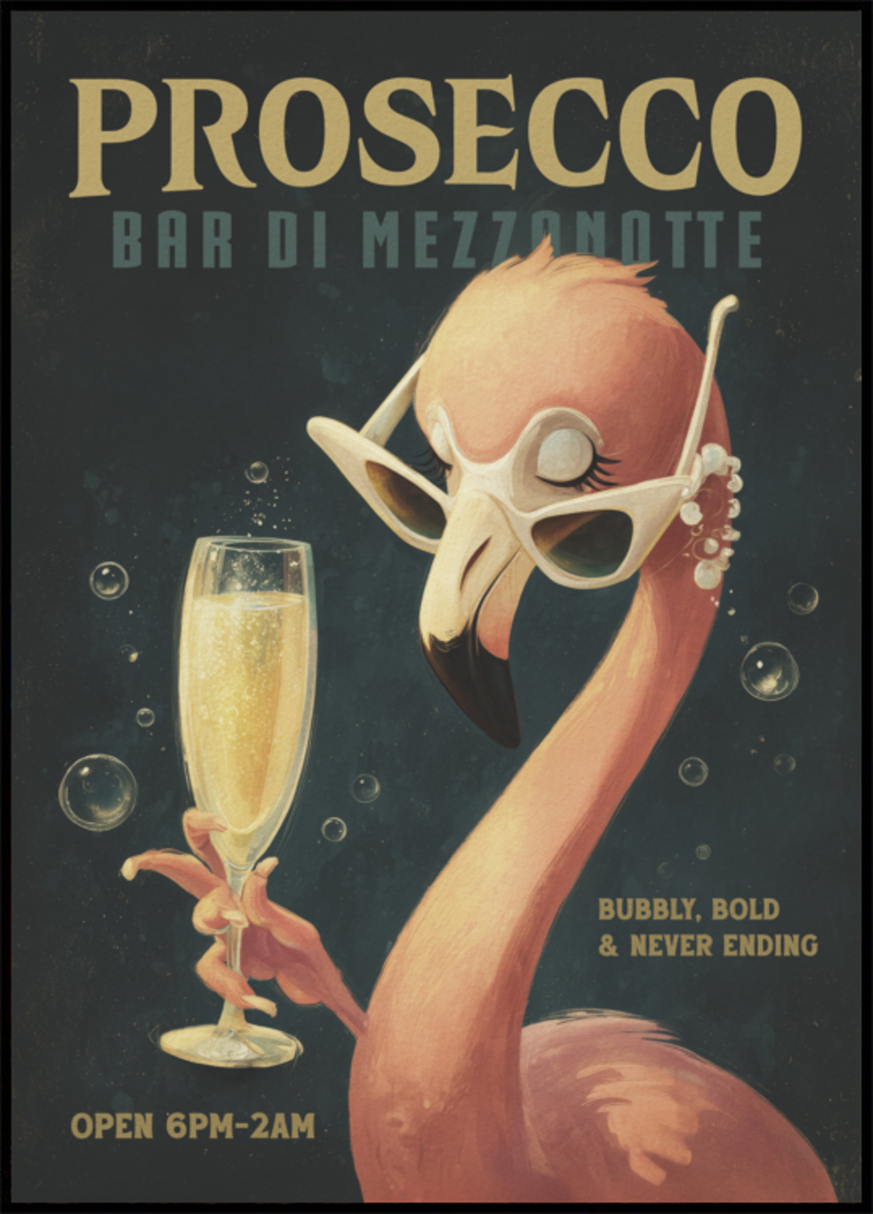 Coole Flamingo-Prosecco-Bar