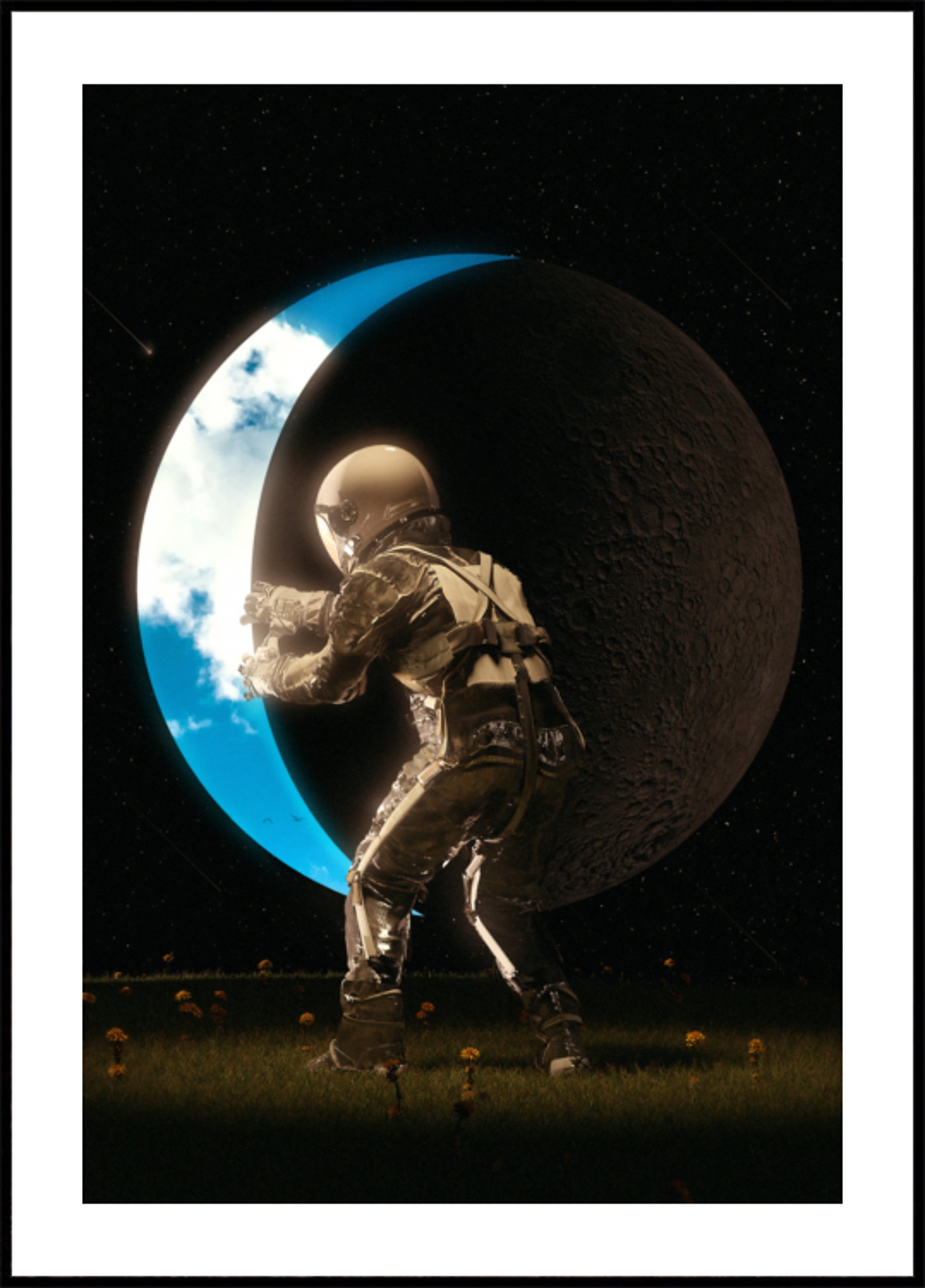 Astronaut hält den Mond