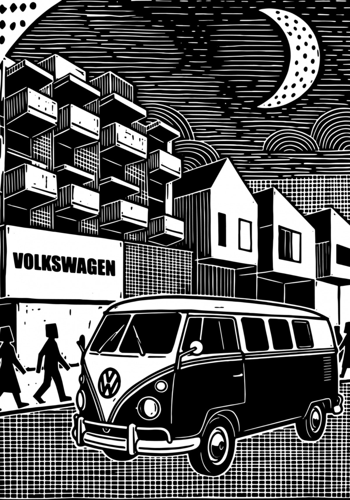 Vintage Van City Nacht