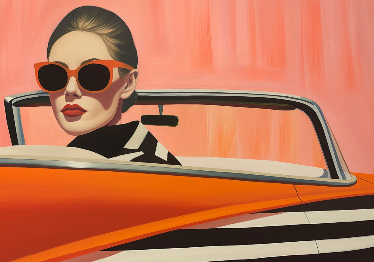 Stilvolle Frau Orange Auto