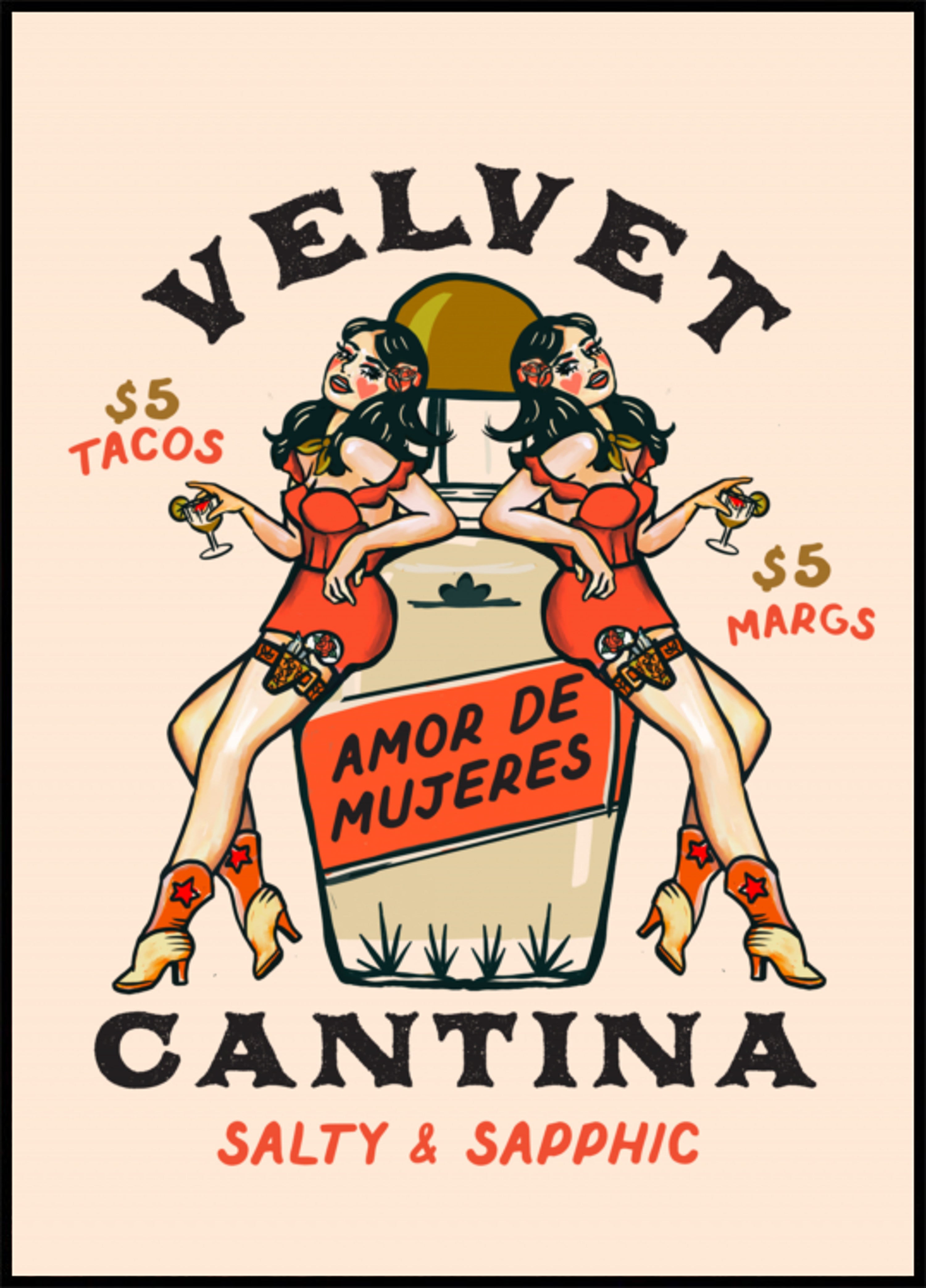 Velvet Cantina Bar mit mexikanischem Essen, Tacos und Margarita