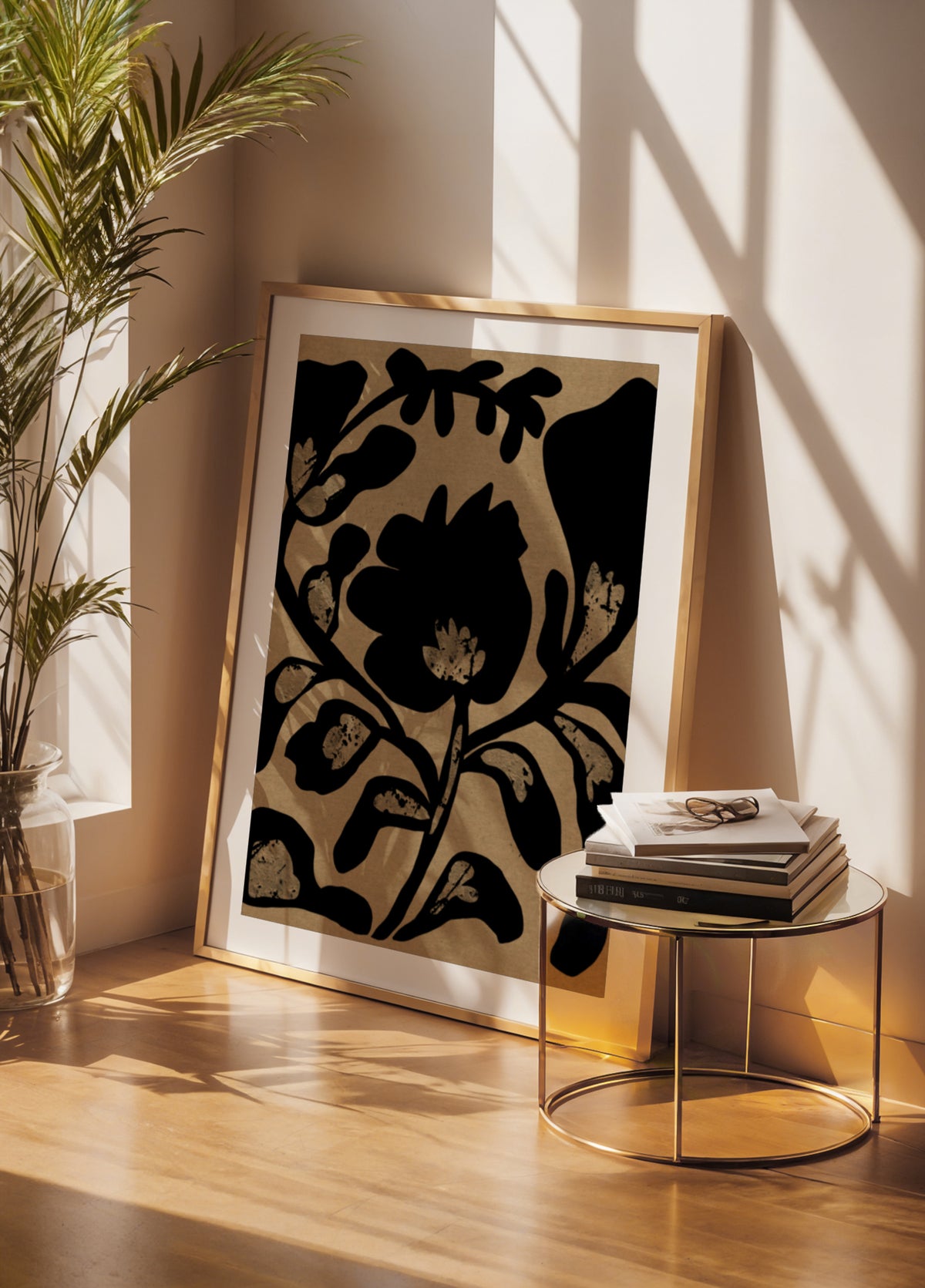 Schwarze botanische Silhouette