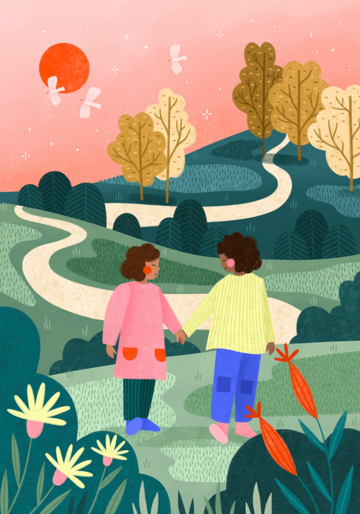 Friends Walking Winding Path - Posterbox