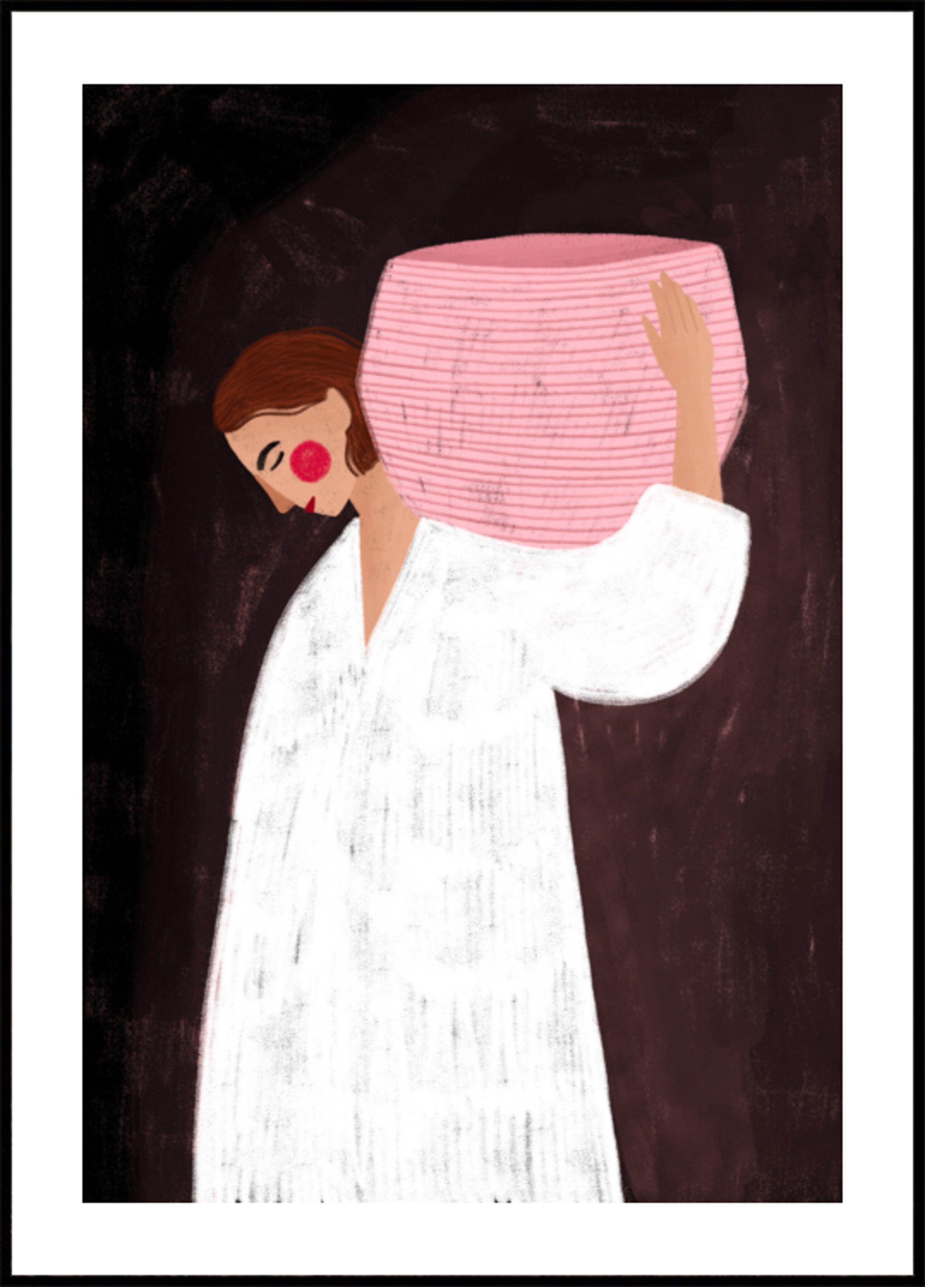 Ruhige Frau mit Korb