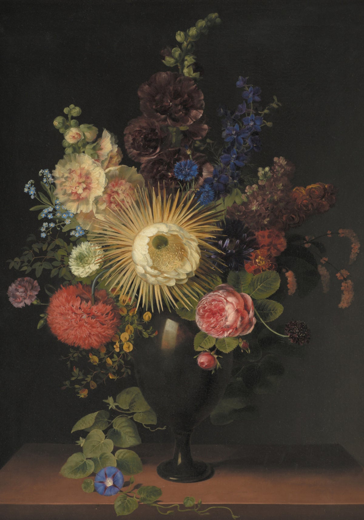 Eine Porphyrvase mit Kaktus Grandiflora und anderen Blumen von C. D. Fritzsch