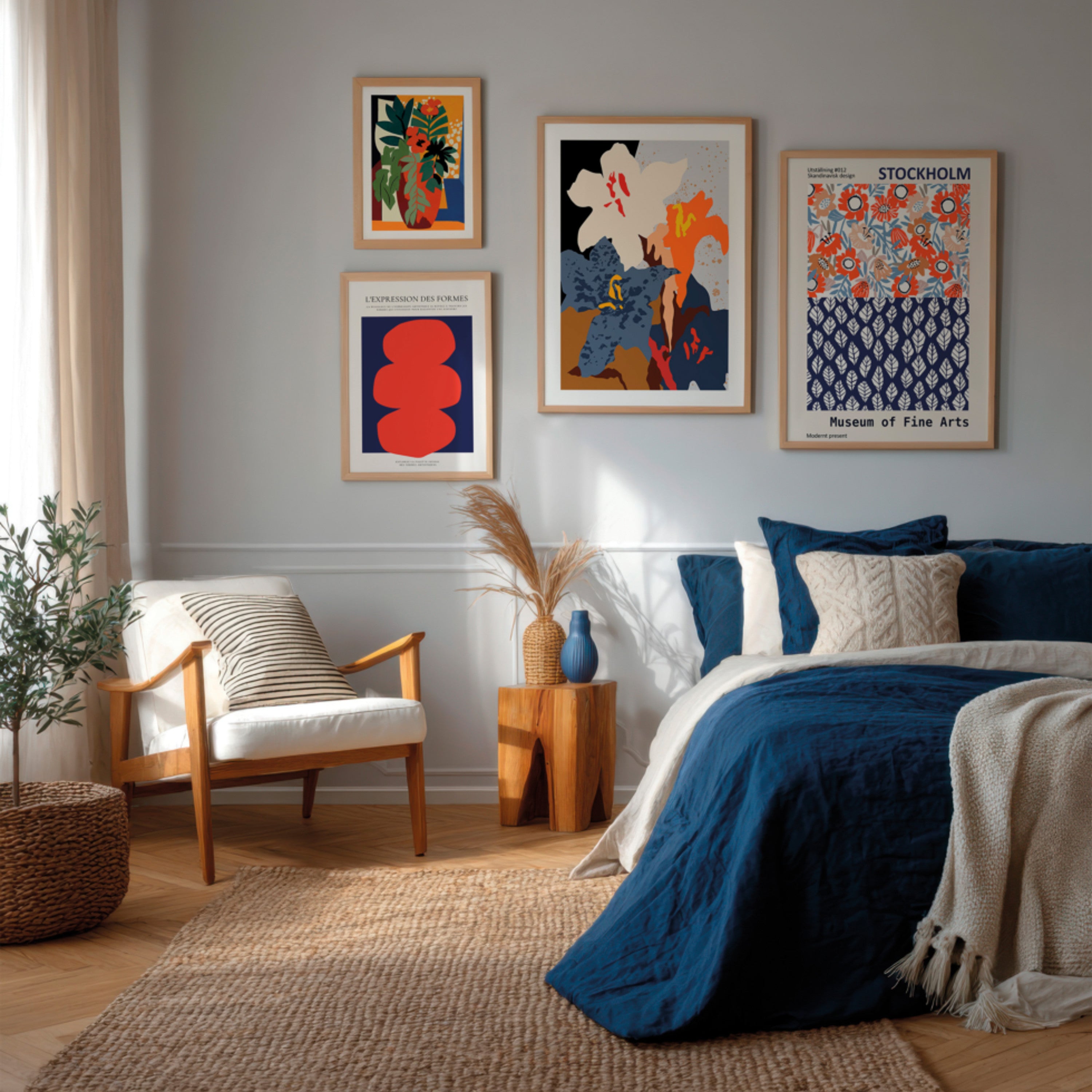 Kräftiges Blau und Orange