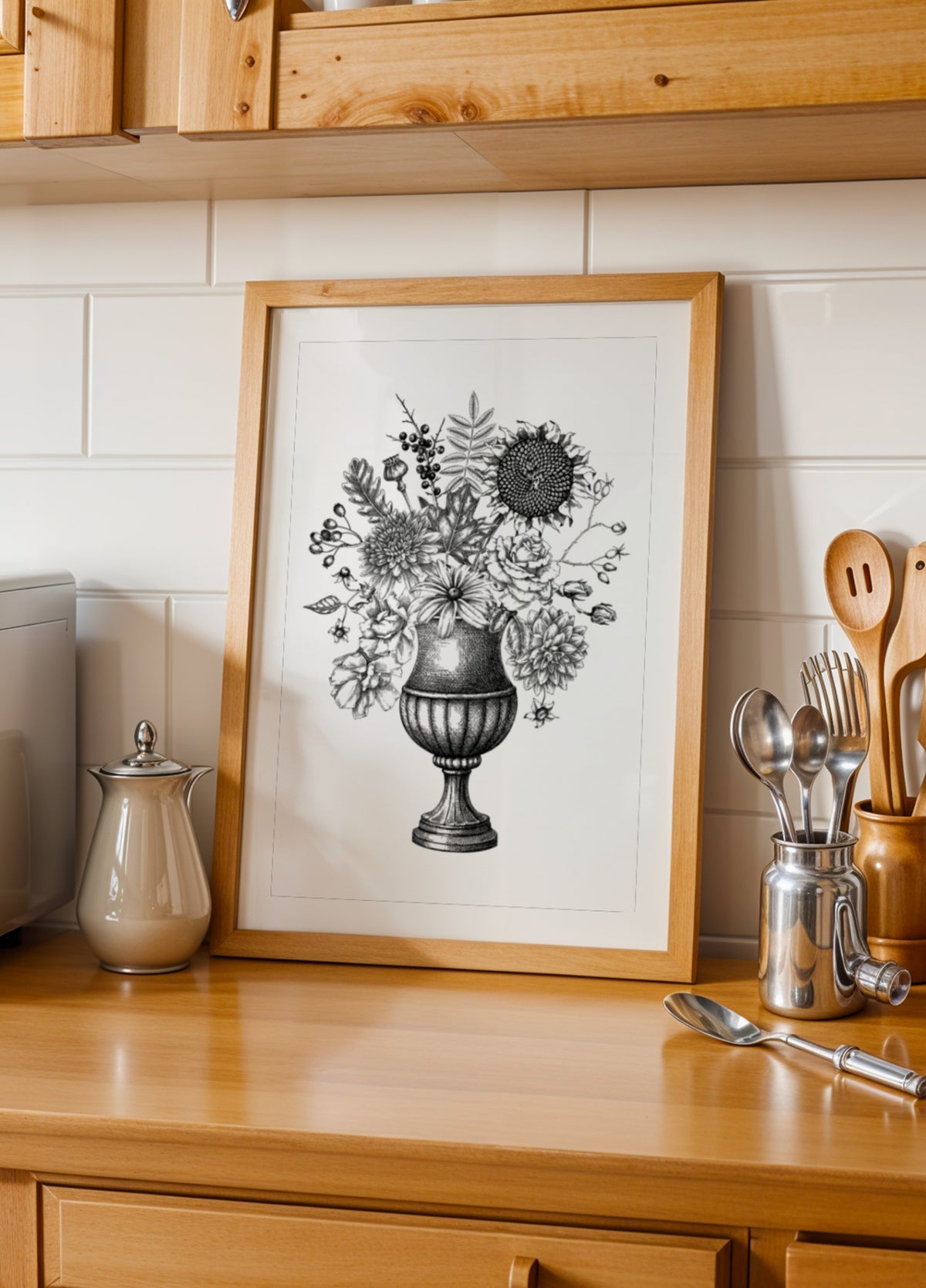 Elegante Herbstblumenurne