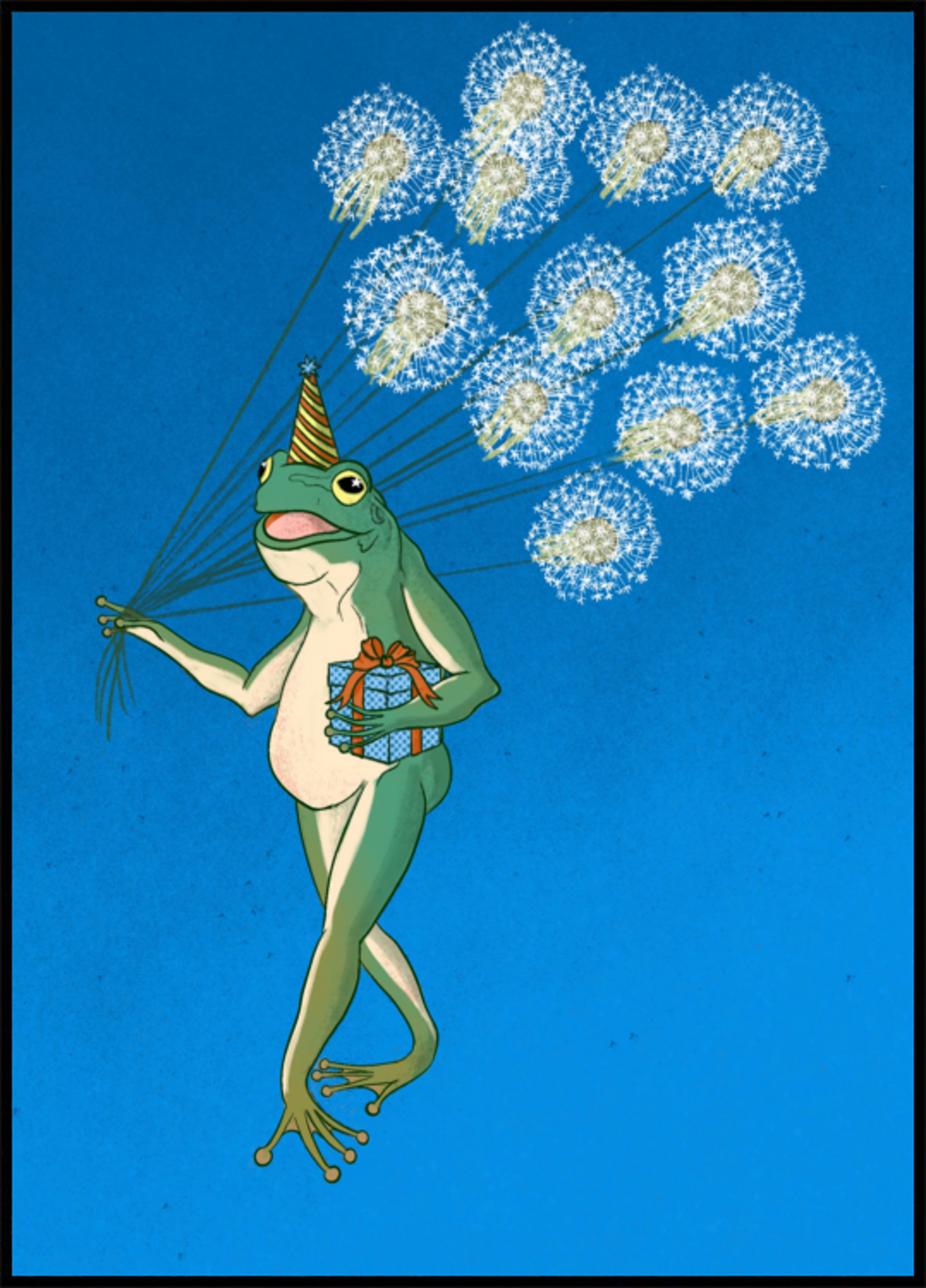 Ballonfahrt mit dem Löwenzahn des Frosches