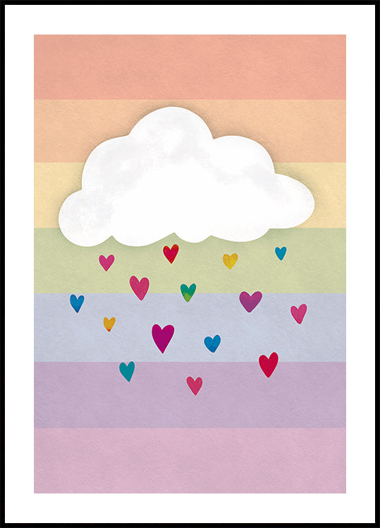 Raining Multicolored Hearts Plakat - Posterbox