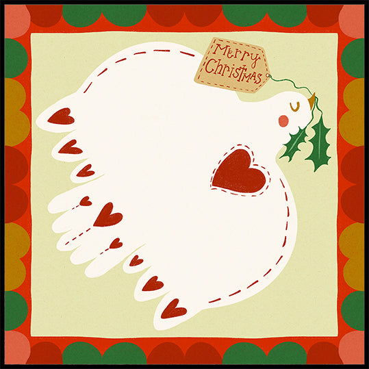 Merry Christmas Dove Festive Illustration Plakat - Posterbox