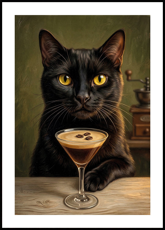 Cat with Espresso Martini Poster - Posterbox