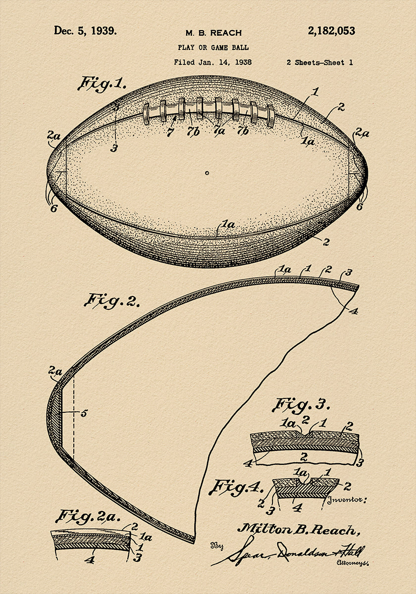 Football Patent 1938 (NEW) - Posterbox
