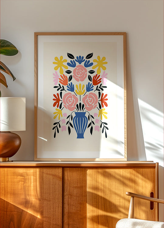 Colorful Bouquet in a Blue Vase (NEW) - Posterbox