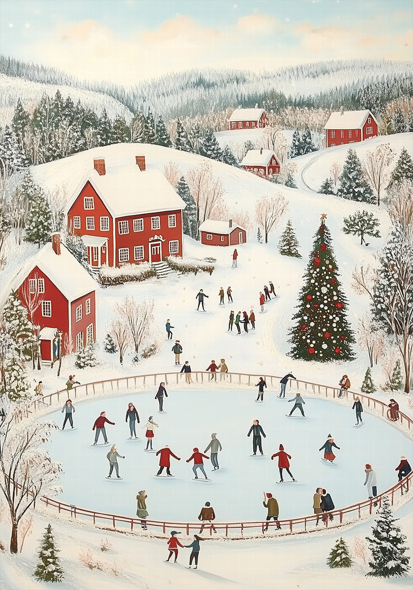 Winter Wonderland Ice Skating Scene Plakat - Posterbox