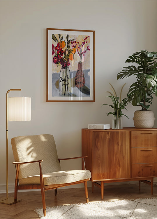 Still Life With Mason Jar and Flowers Plakat