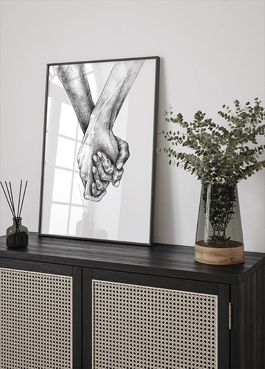 Holding Hands Sketch Plakat - Posterbox.dk