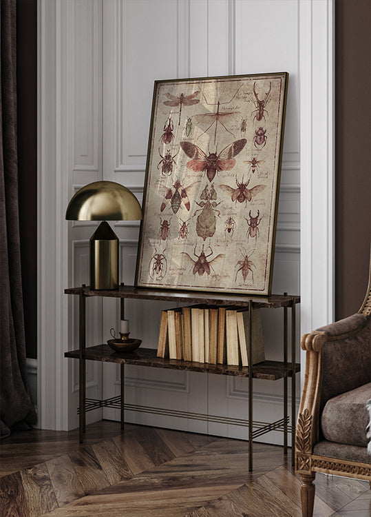 Poster mit Insekten im Vintage-Stil