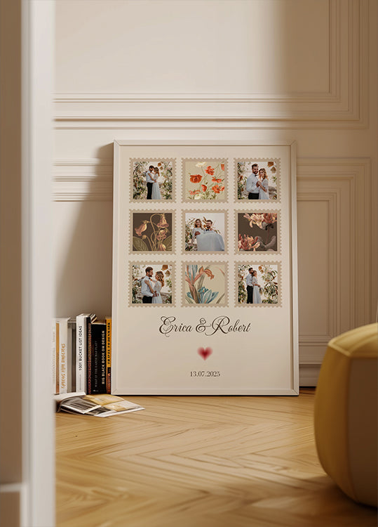 Elegantes Hochzeitsfoto-Collage-personalisiertes Poster