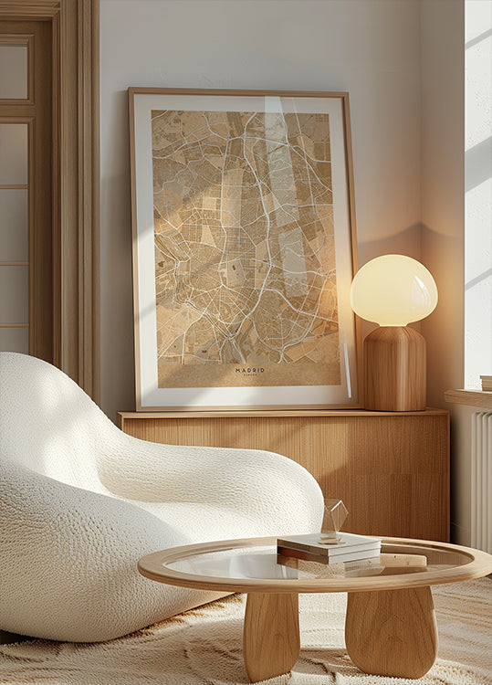 Karte von Madrid (Spanien) im Sepia-Vintage-Stil Poster