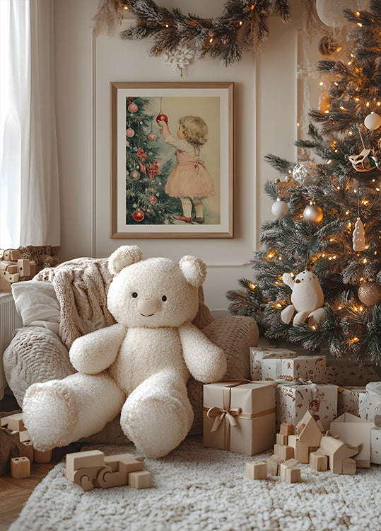 Junges Mädchen, An, Weihnachtsabend, Poster