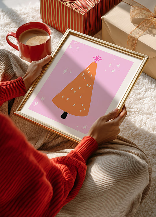 Orangenbaum mit Rosa und Sternen Poster