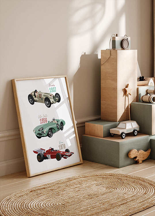 Vintage-Rennwagen-Poster
