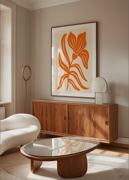 Abstraktes orange stilisiertes Tulpenplakat