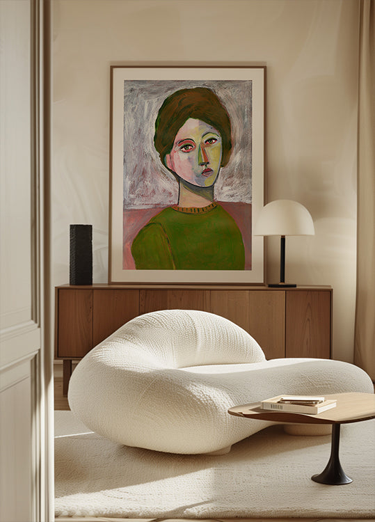 Die Frau im grünen Pullover