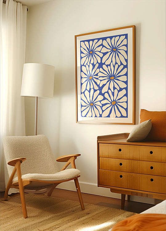 Sonniges florales blaues Poster